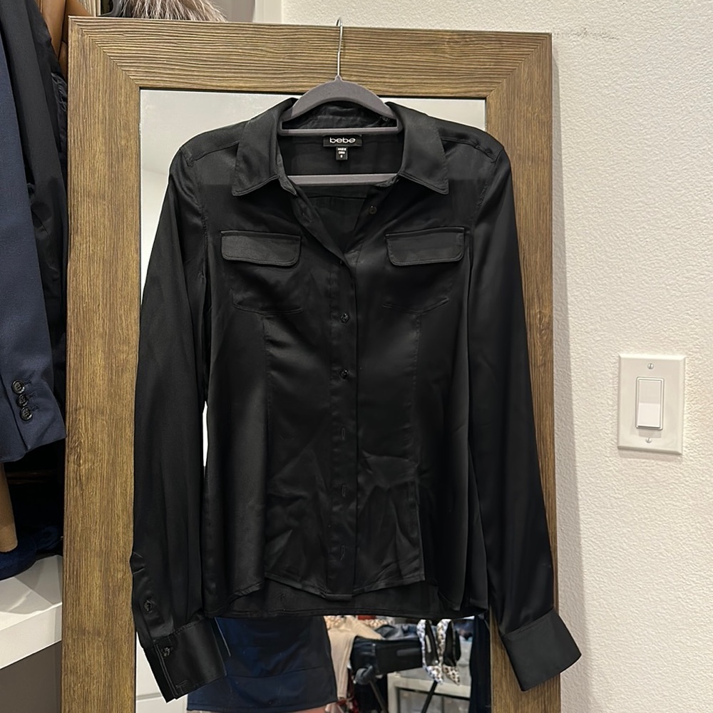 bebe Black Silk Blouse